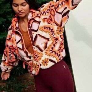NWT Free People Hit the Slopes Printed Fleece Jacket Size XS